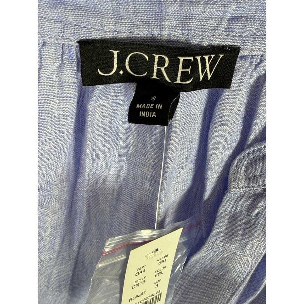 J Crew Linen Cabana Midi Dress Blue Coastal Chic S NWT - Picture 8 of 13